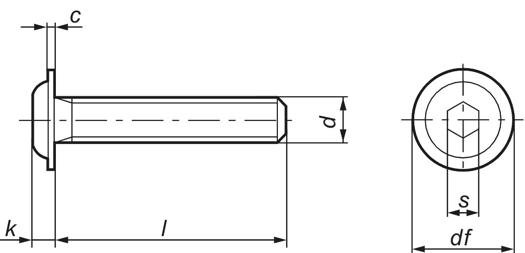 ISO 7380-2 Linsenflansch mit I6kt M  6 x 50  010.9