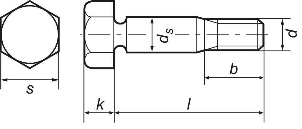 DIN 609  M 16 k6 x  70  8.8