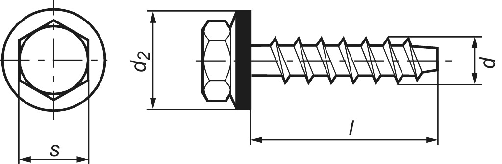 Fassadenbauschrauben BZ 6,3 x150 A2 m. Neoprendichtscheibe 16mm