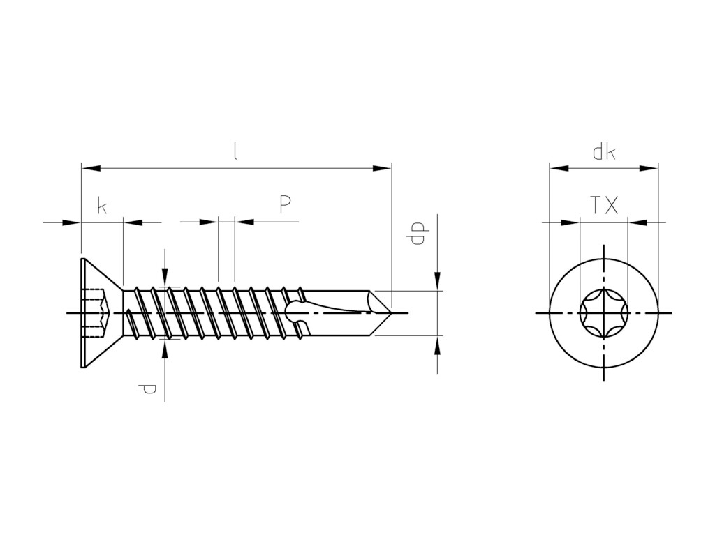 DIN 7504 / ISO 15482 ST 4,8 x 28 O A2 TX25