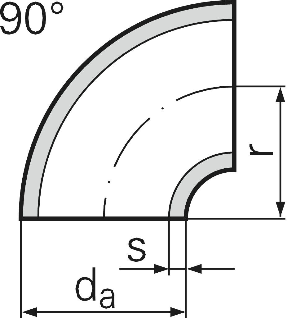 Nahtl.Bogen EN 10253-2 Typ A 3D 90° P235GH TC1    60,3 x 2,9 mm