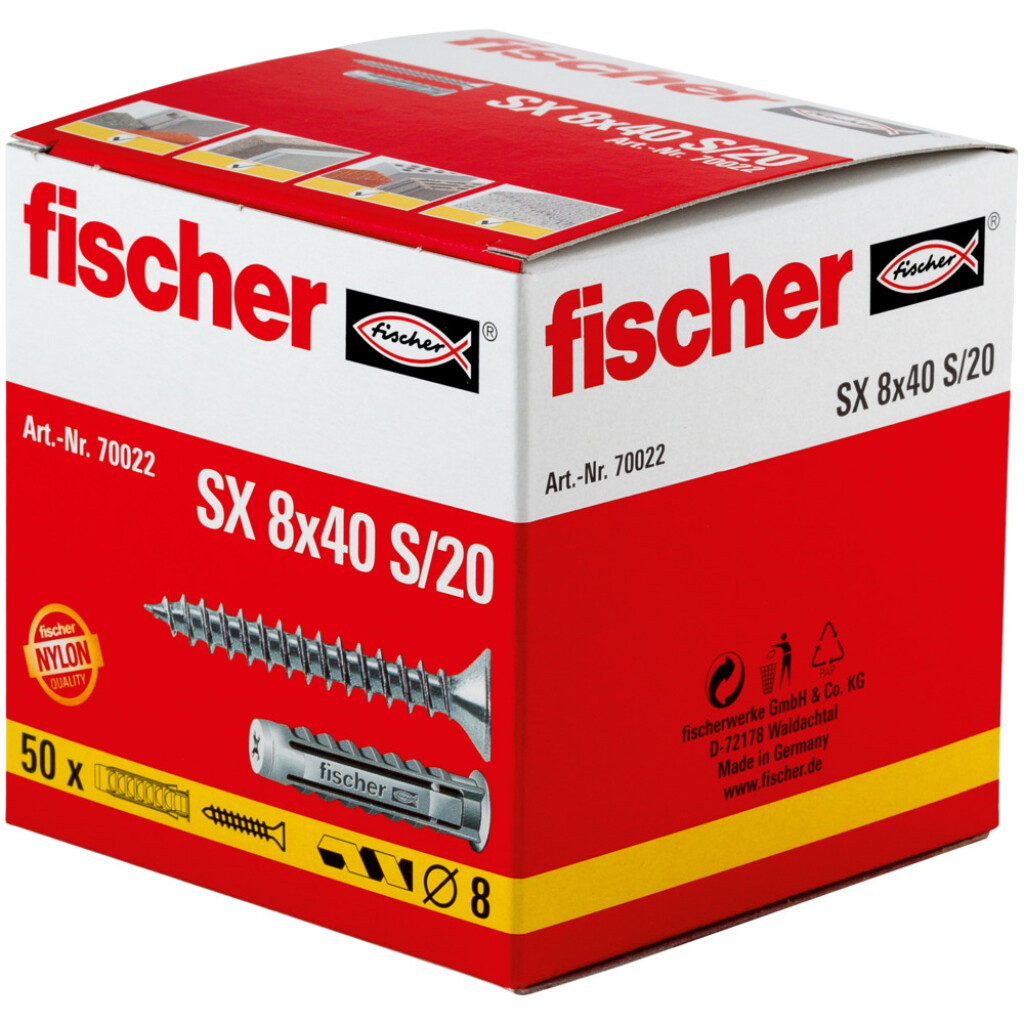 FISCHER Dübel  SX  8 S/20 Art.-Nr. 70022