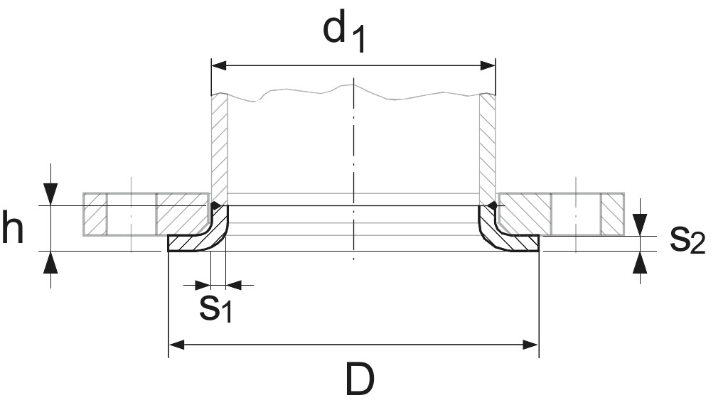 ähnl. DIN 2642, G  32/  42,4 x 2,6 Bördel aus St 35.8 I