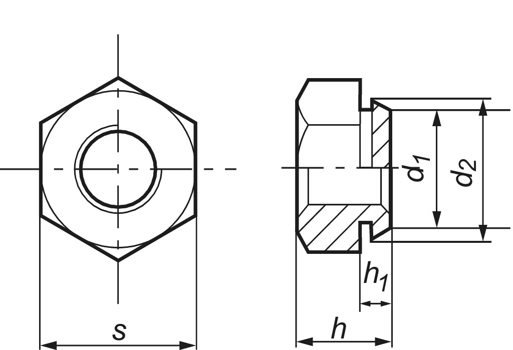 Setzmuttern  1.0718   M  3 verzinkt  SW  5,5 x  3    KH 0,9 mm