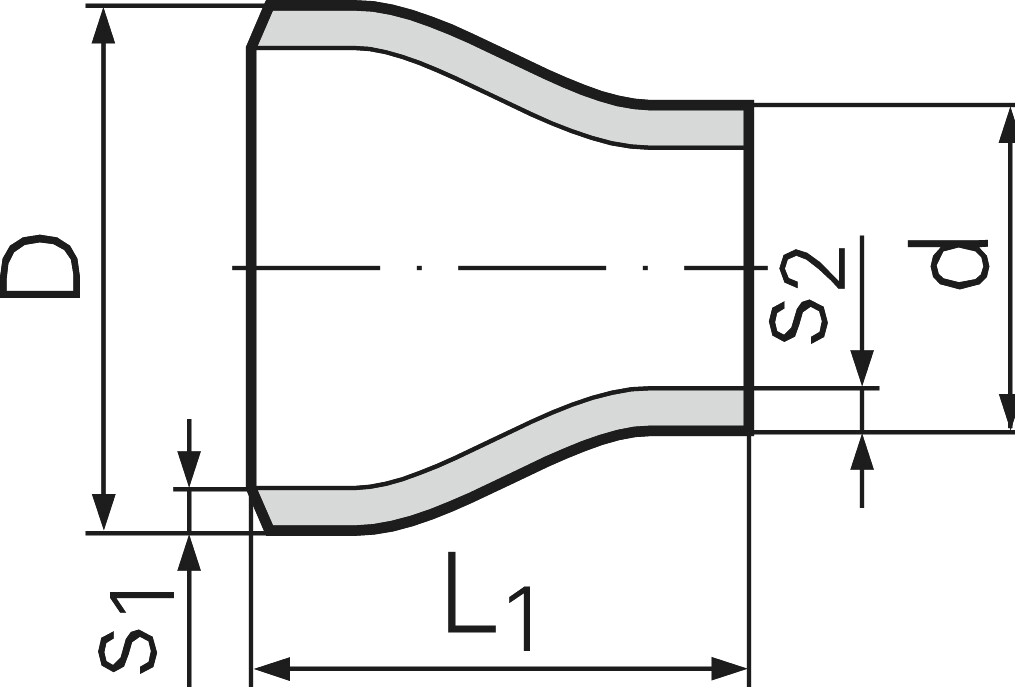 Red-Stk. EN10253-2 Typ B P235Gh TC1 konz. 508,0 x 11,0/219,1 x  6,3 mm